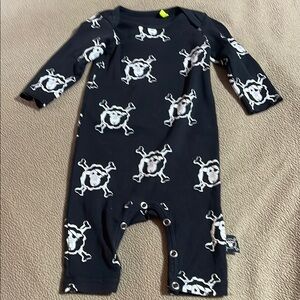 Skull Print Black Kids One Piece